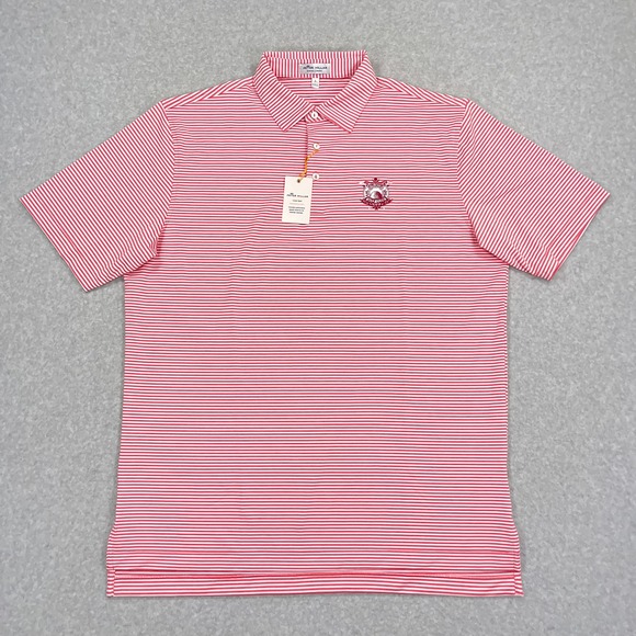 NEW Peter Millar Polo Shirt Large Striped Crown Sport County Louth Golf Ireland - Picture 2 of 12
